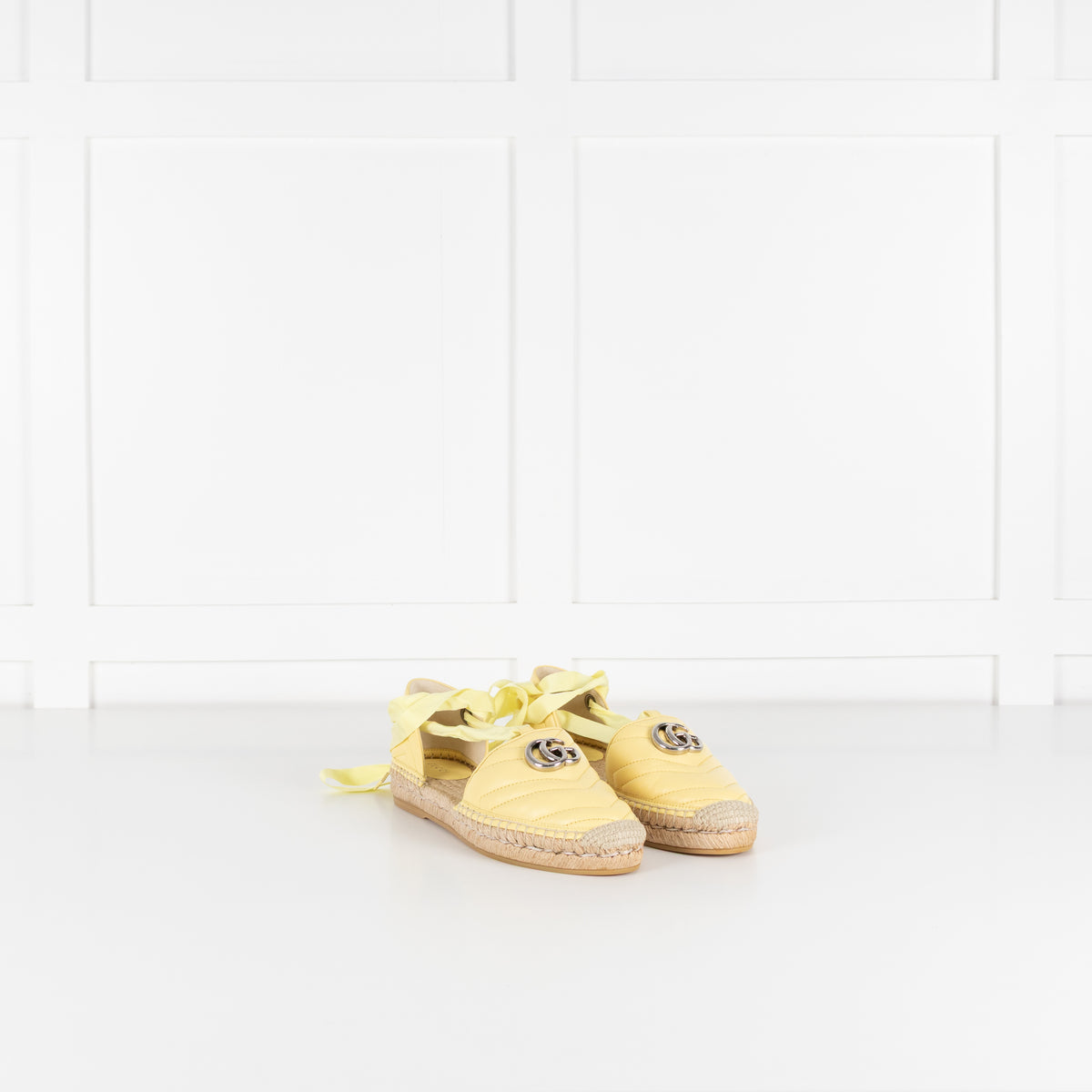 Gucci Yellow Marmont Espadrille With Ankle Ties