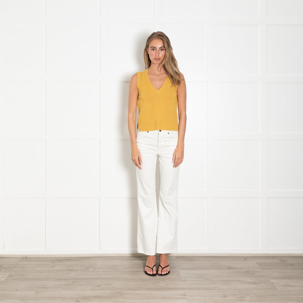 Me + Em Ochre Yellow Cashmere Blend Summer Tank Top