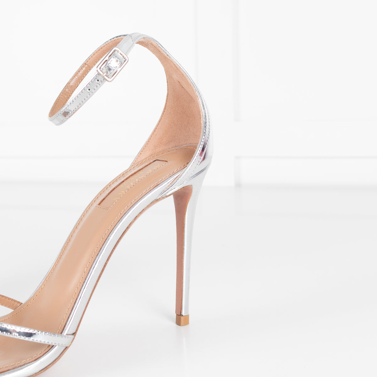 Aquazzurra Patent Silver Leather Purist Sandal