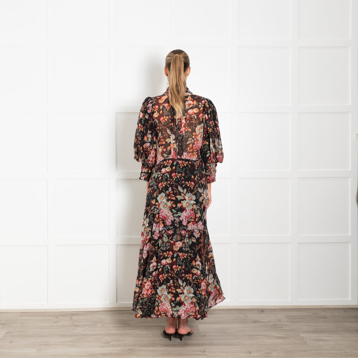byTiMo Organza Midi Dress in Black Blossom