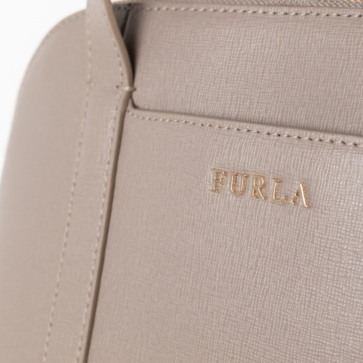 Furla Taupe Top Handle Bag With Detachable Strap
