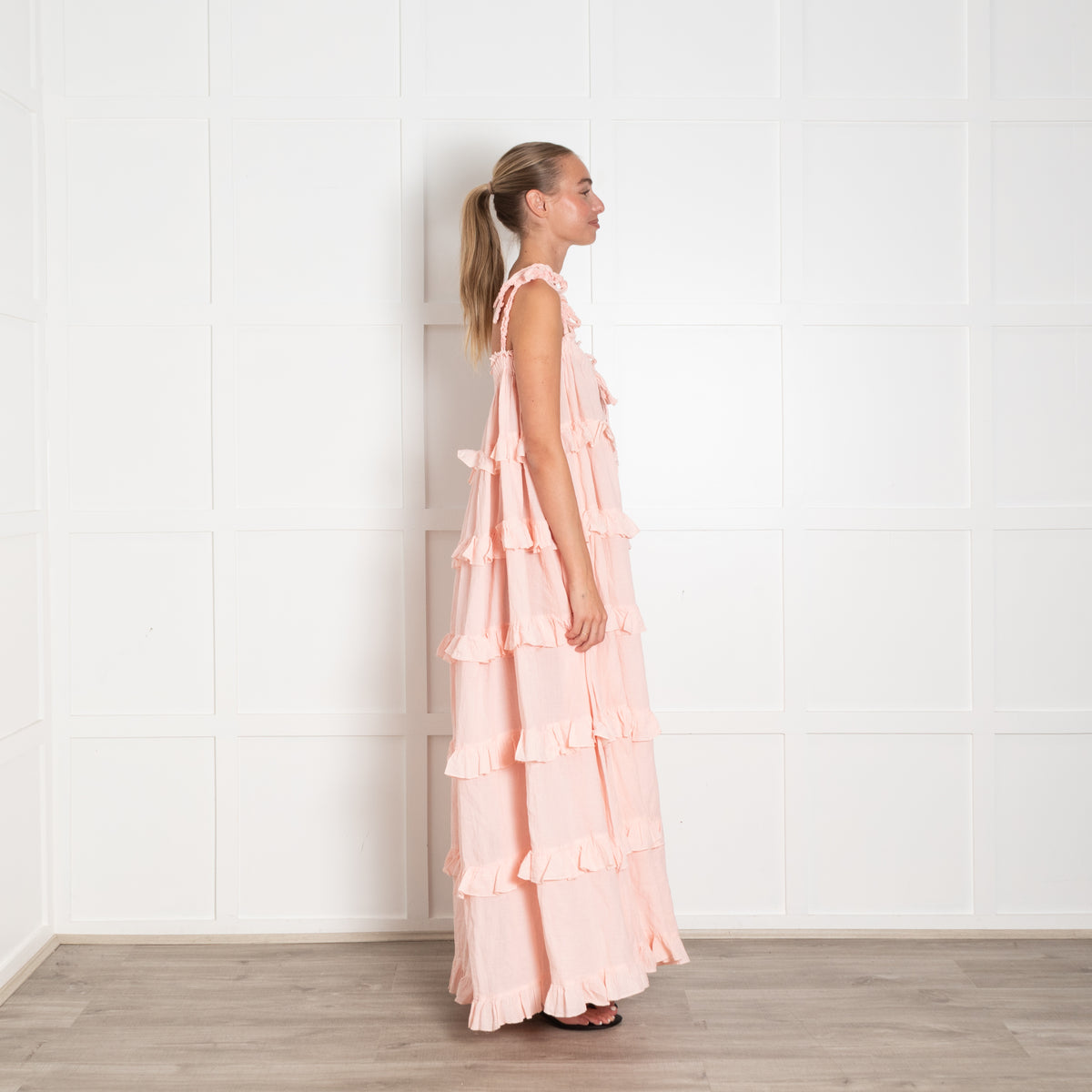 Devotion Peach Cotton Tiered Sundress