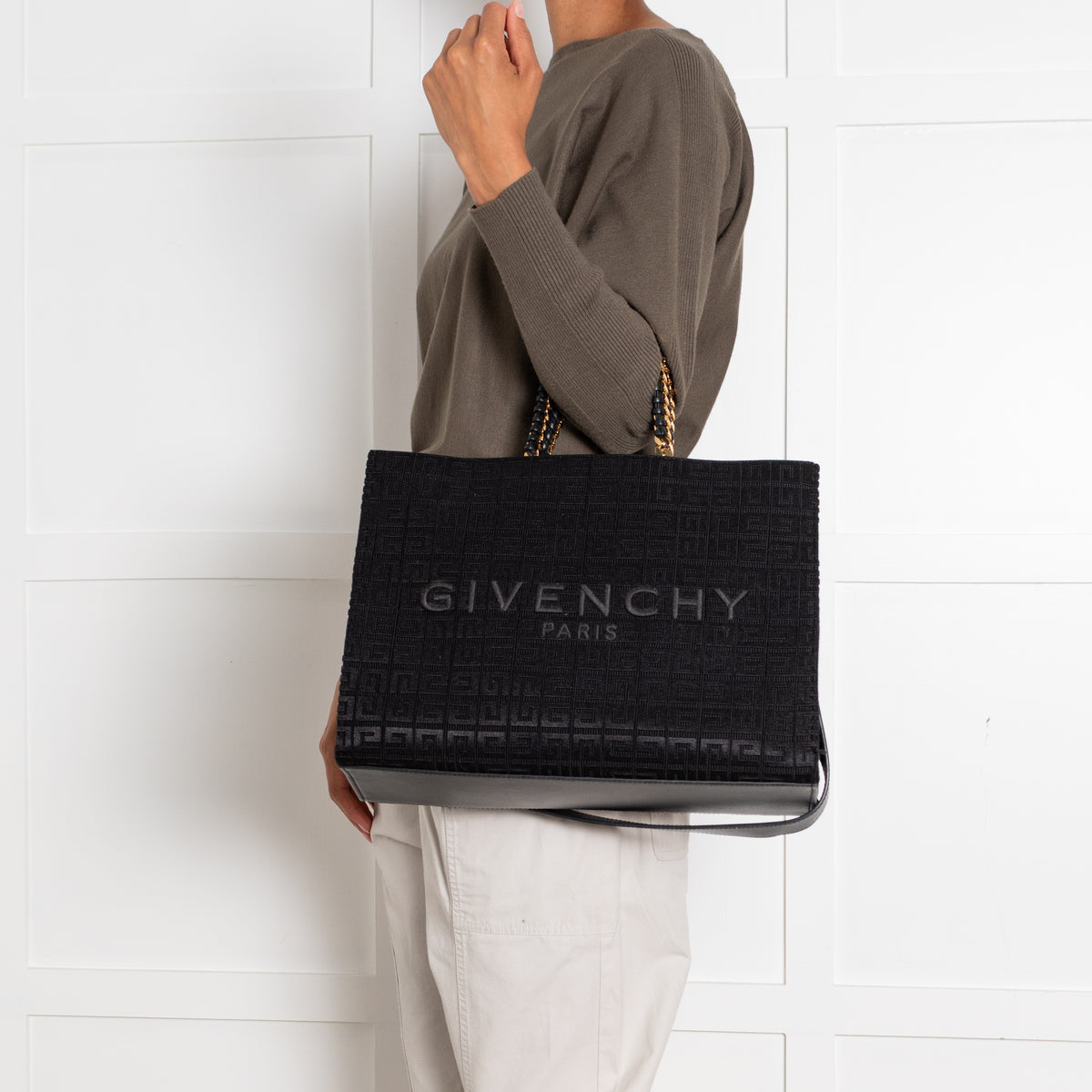 Givenchy Black Cotton Blend & Leather G-Tote Bag