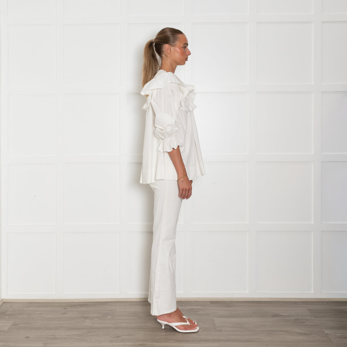 Lug Von Siga White Frill Detail Cotton Top