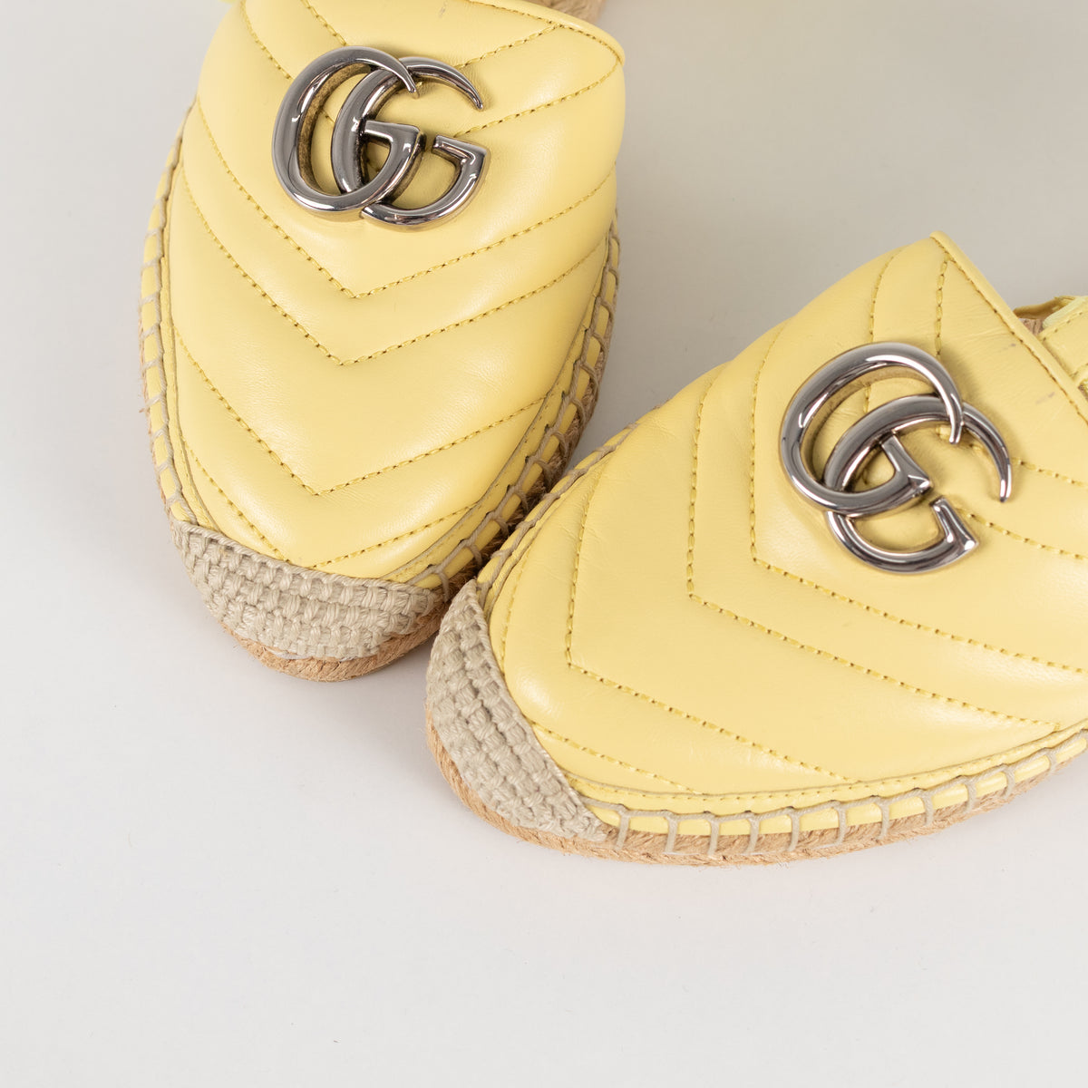 Gucci Yellow Marmont Espadrille With Ankle Ties