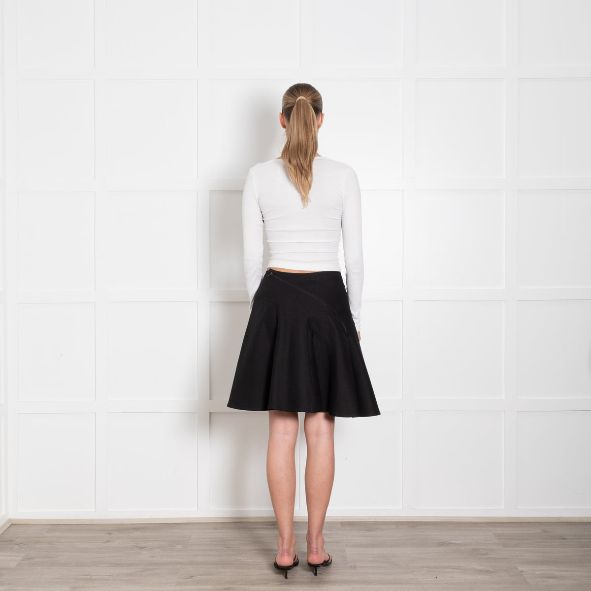 Alaia Black Heavy Cotton A-Line Short Skirt