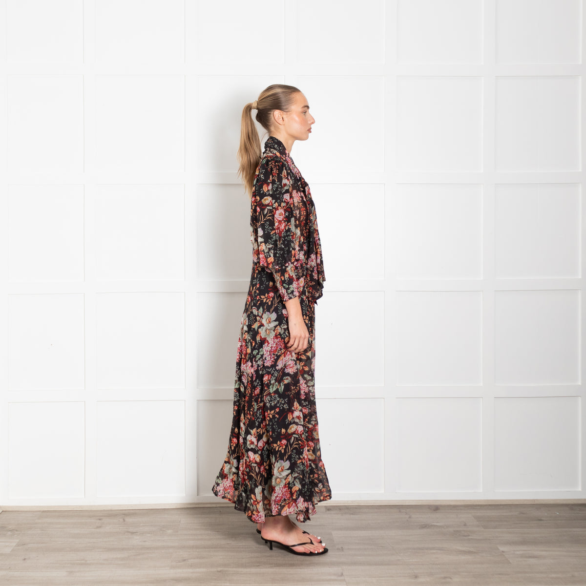 byTiMo Organza Midi Dress in Black Blossom