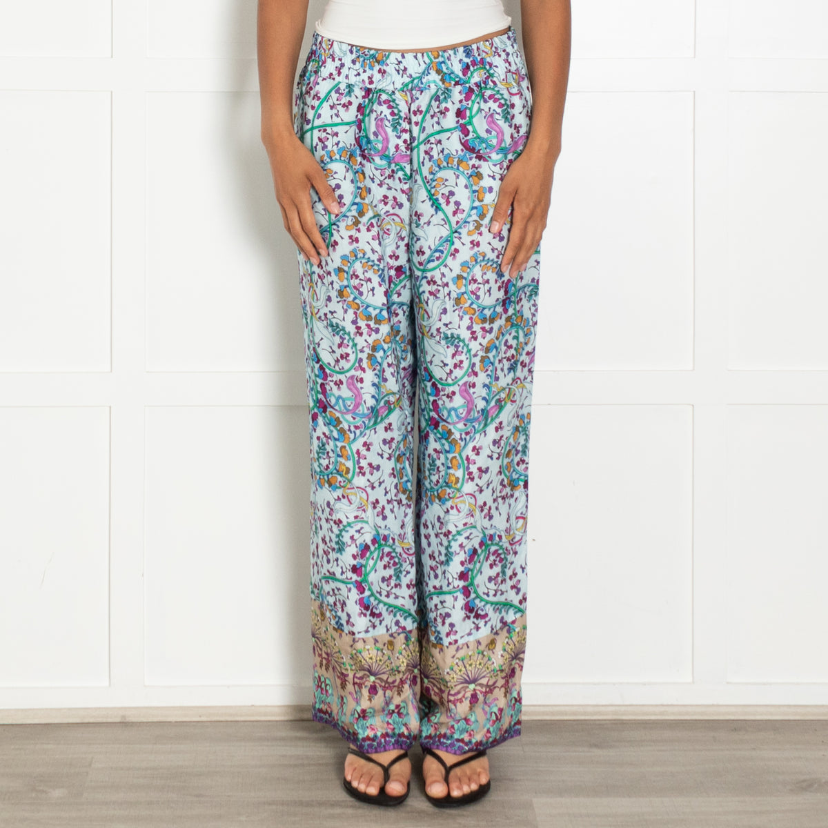 Riani Pale Blue Pink Yellow Floral Trousers