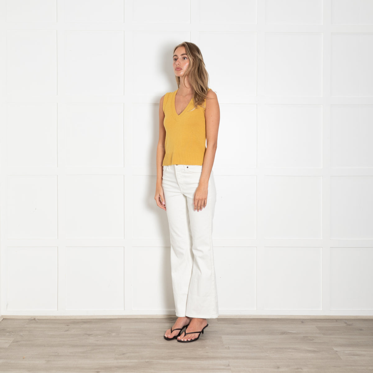 Me + Em Ochre Yellow Cashmere Blend Summer Tank Top