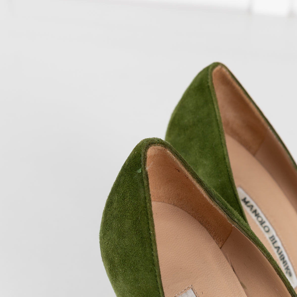 Manolo Blahnik Green Suede Court Shoe