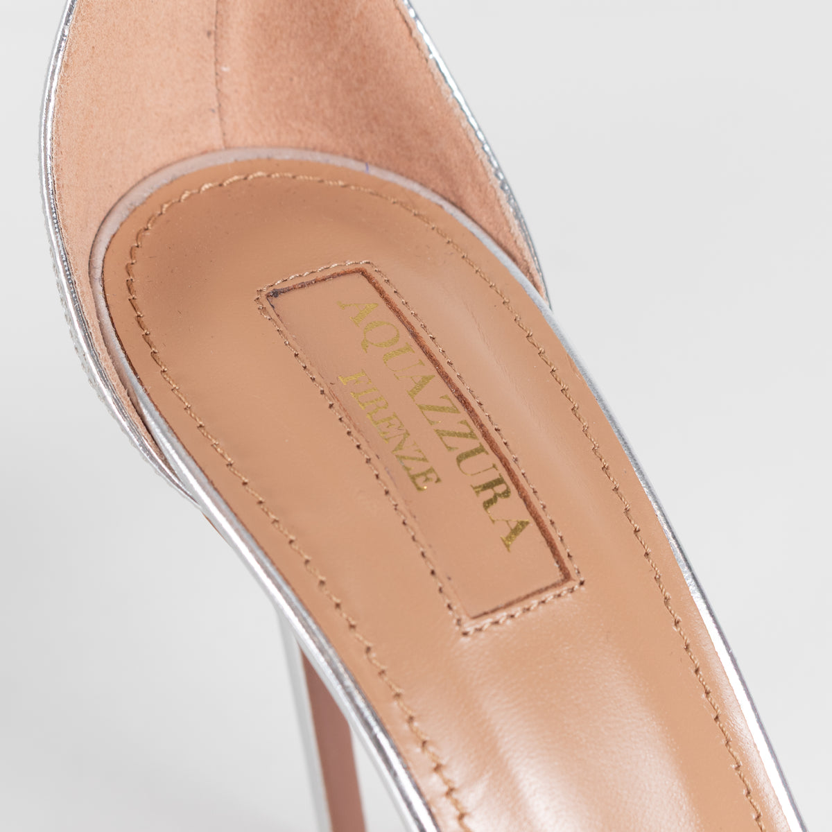 Aquazzurra Patent Silver Leather Purist Sandal