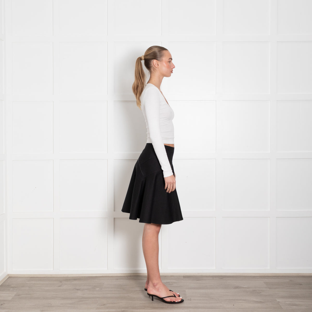 Alaia Black Heavy Cotton A-Line Short Skirt