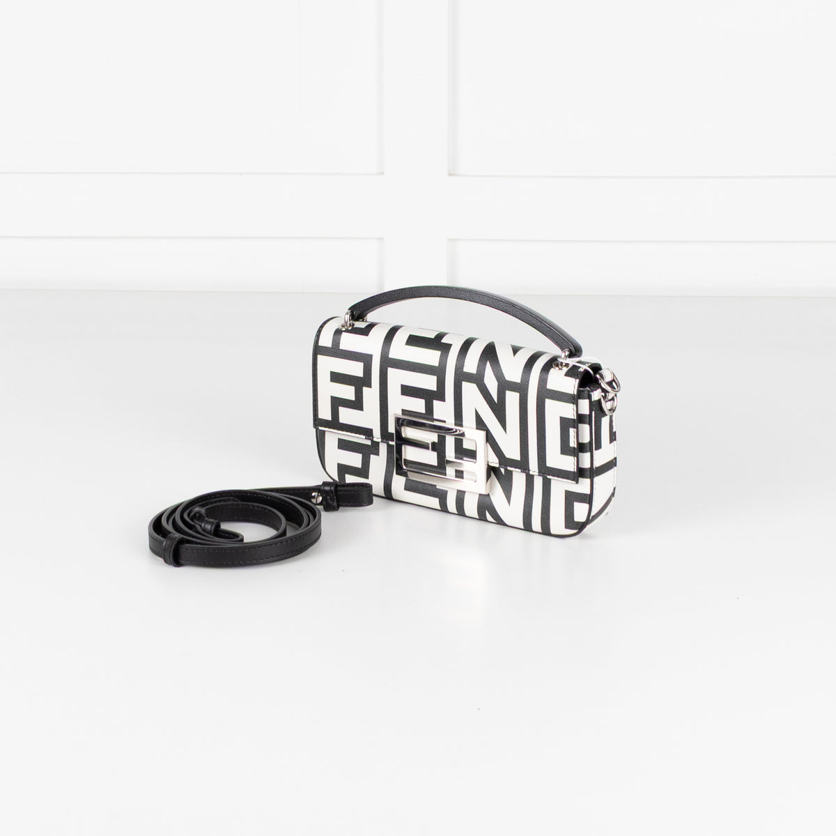 Fendi Marc Jacobs Nappa Vitello King Logo Print Mini Baguette