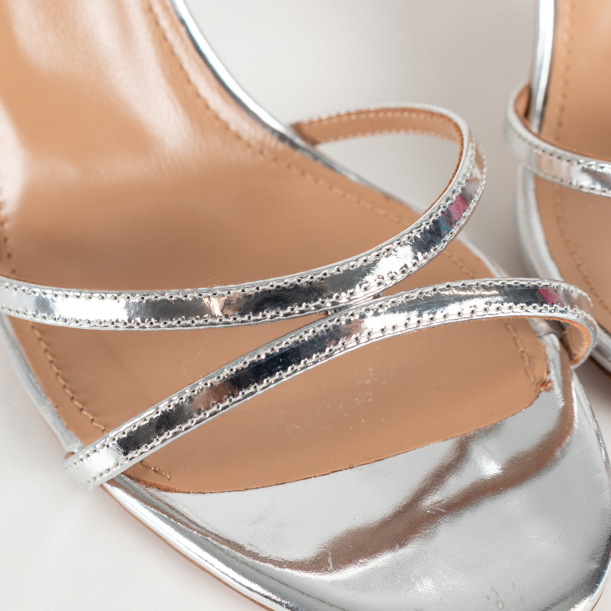 Aquazzurra Patent Silver Leather Purist Sandal