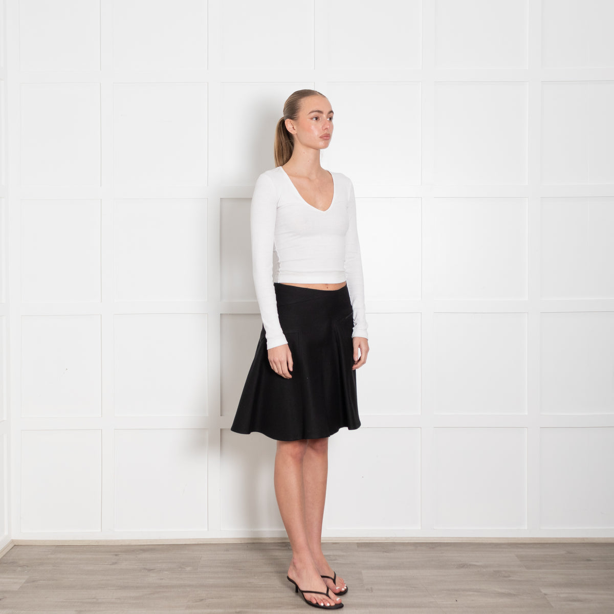 Alaia Black Heavy Cotton A-Line Short Skirt