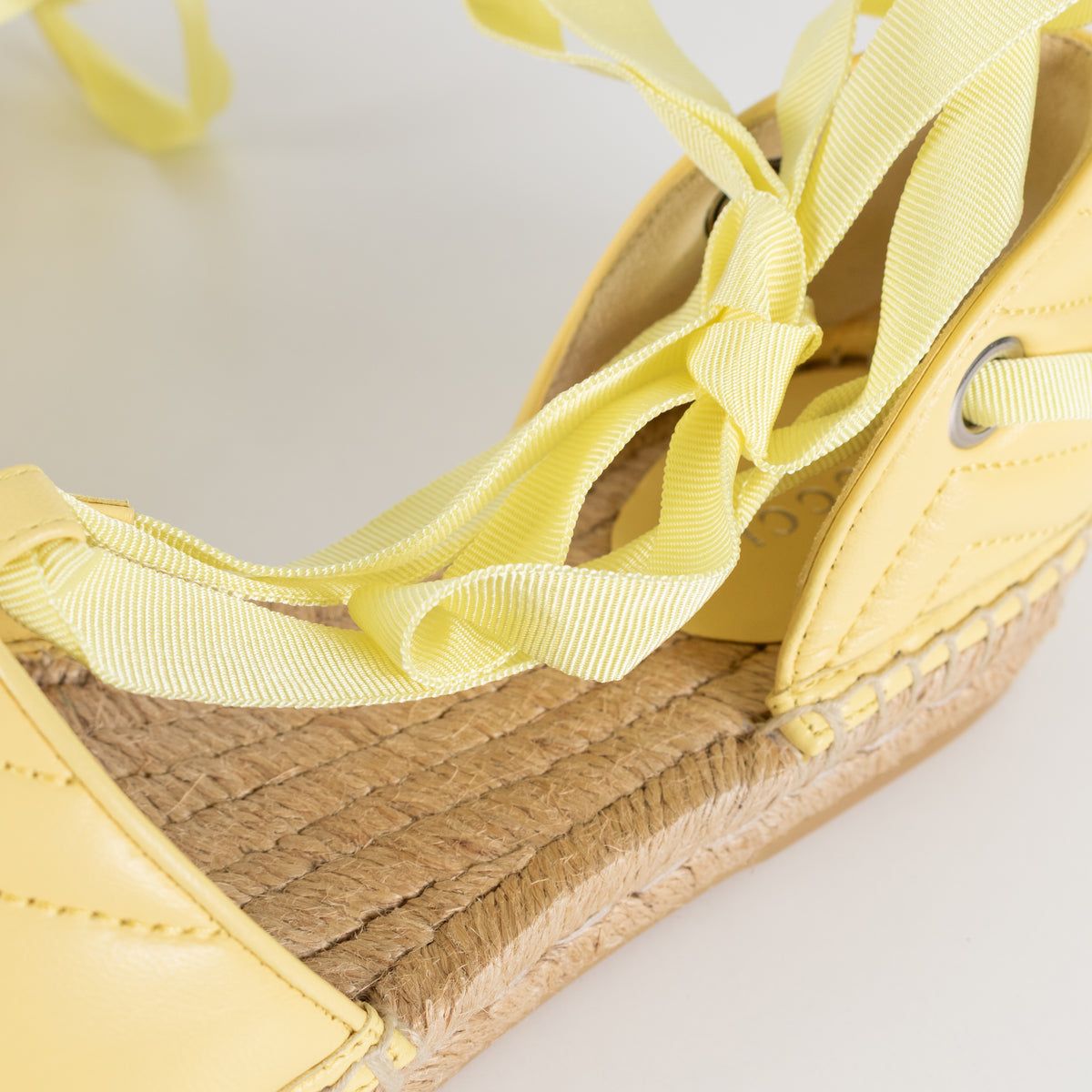Gucci Yellow Marmont Espadrille With Ankle Ties