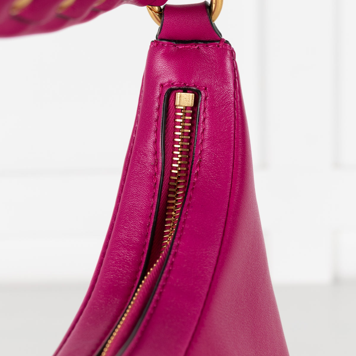 Valentino Garavani Fuchsia Pink Leather Rockstud Hobo Bag