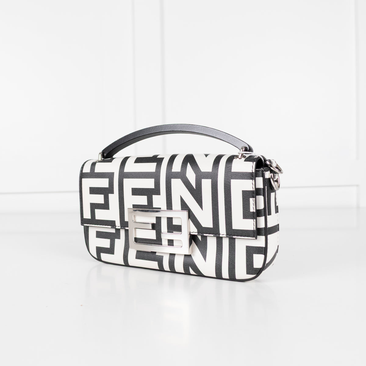 Fendi Marc Jacobs Nappa Vitello King Logo Print Mini Baguette
