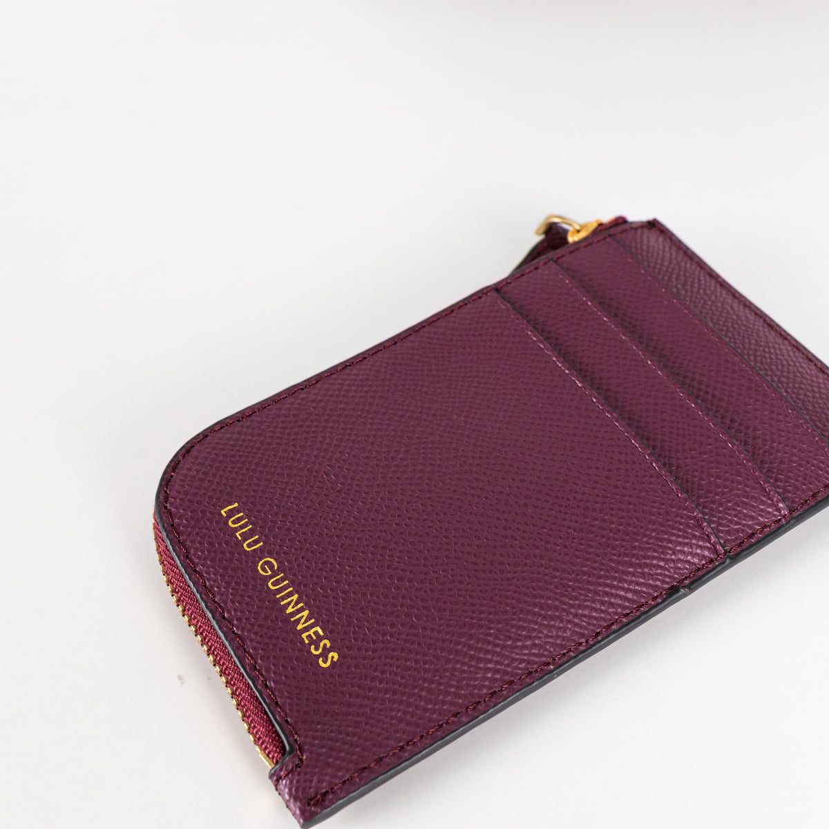 Lulu Guinness Burgundy Textured Crossbody Bag with Matching Card Pouch