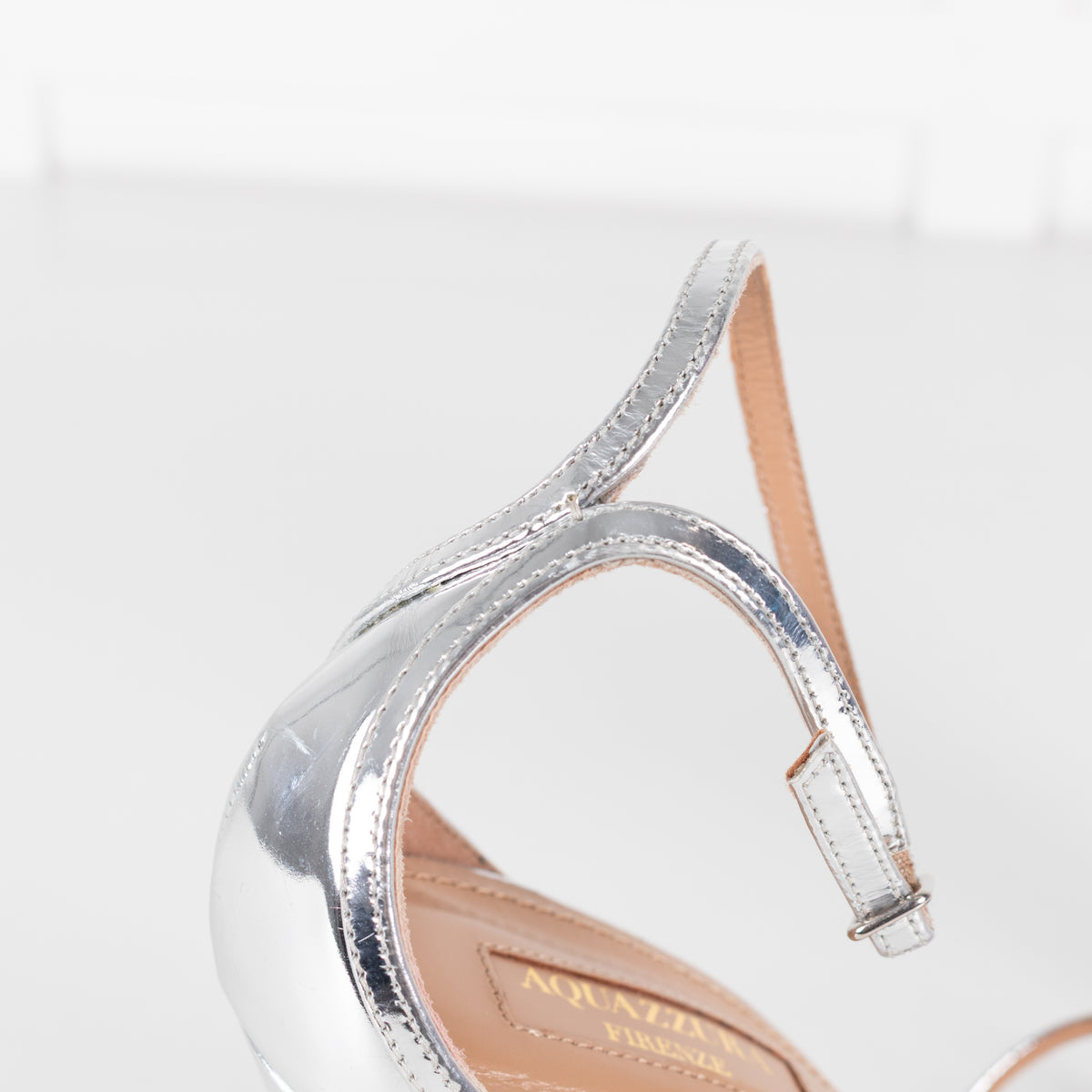 Aquazzurra Patent Silver Leather Purist Sandal