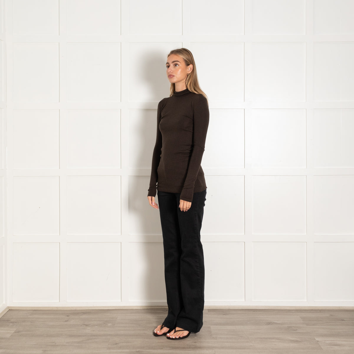 Akris Brown Cashmere Blend High Neck Sweater