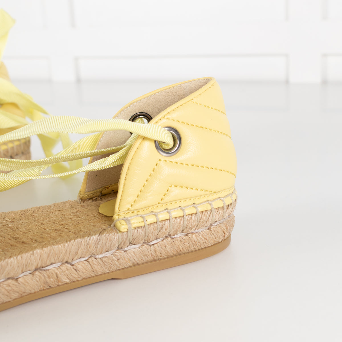Gucci Yellow Marmont Espadrille With Ankle Ties