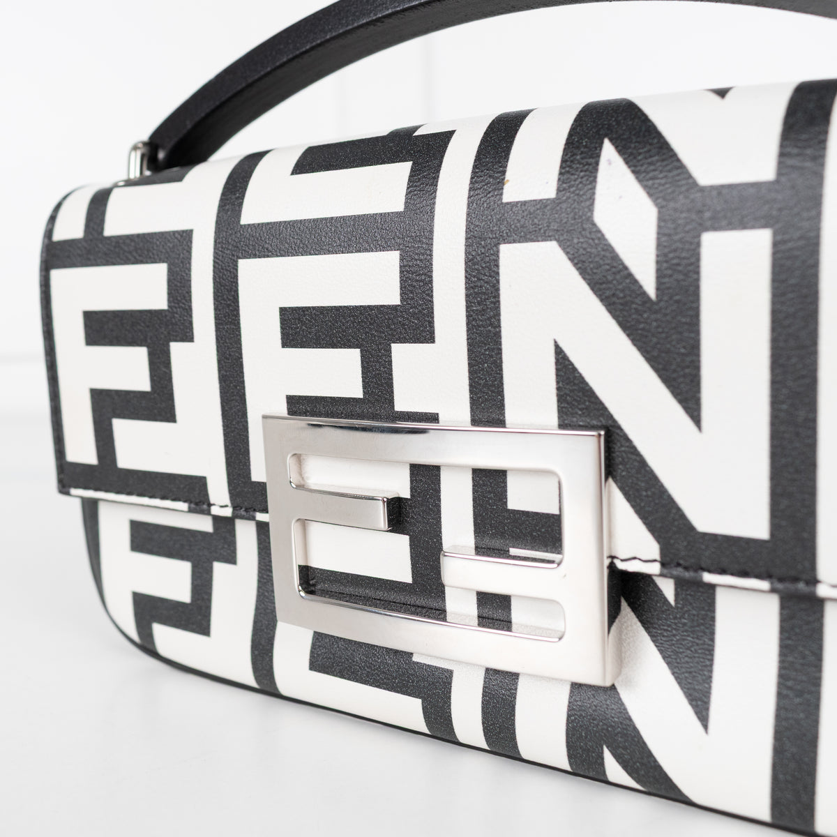 Fendi Marc Jacobs Nappa Vitello King Logo Print Mini Baguette