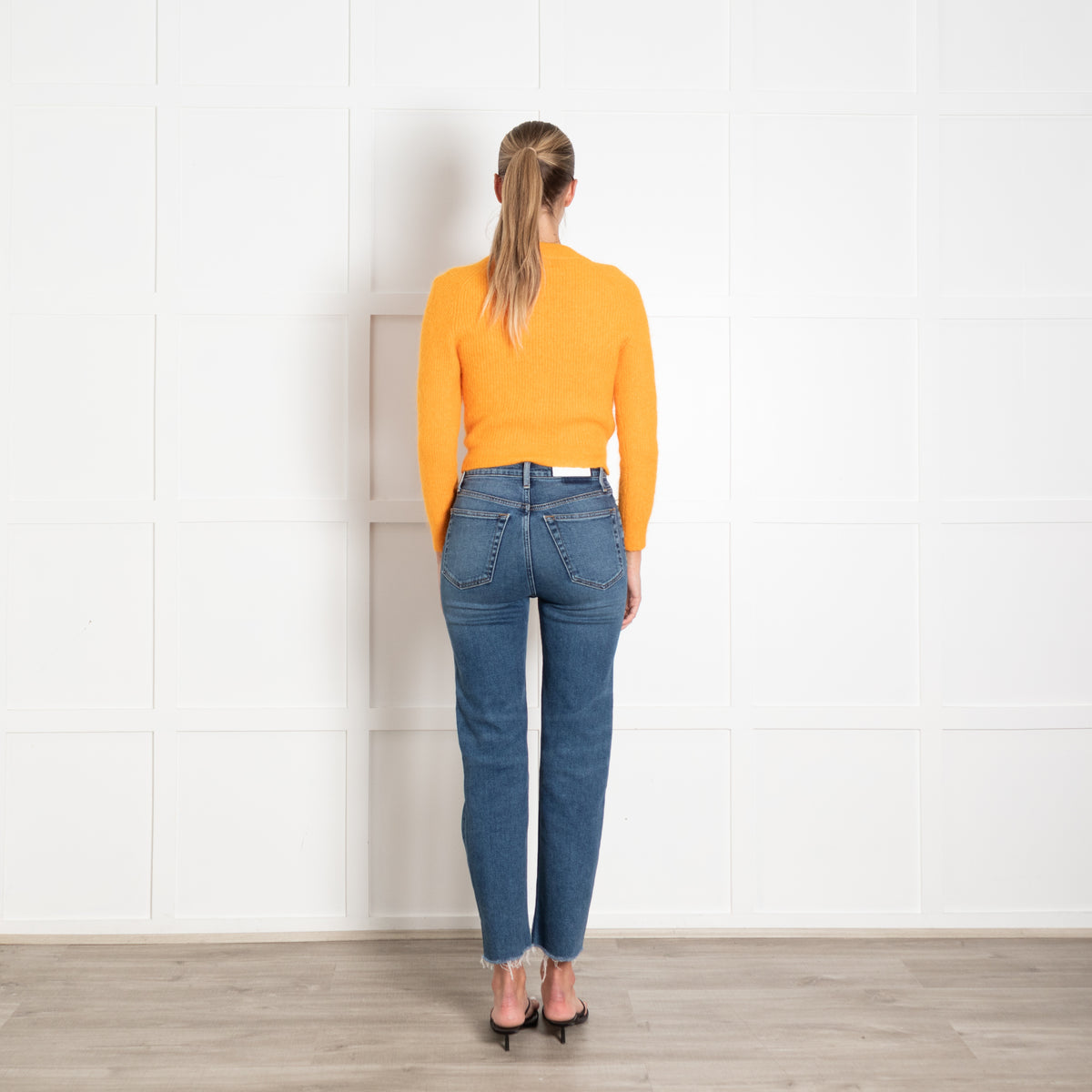 Ganni Orange Short Cardigan With Crystal Buttons