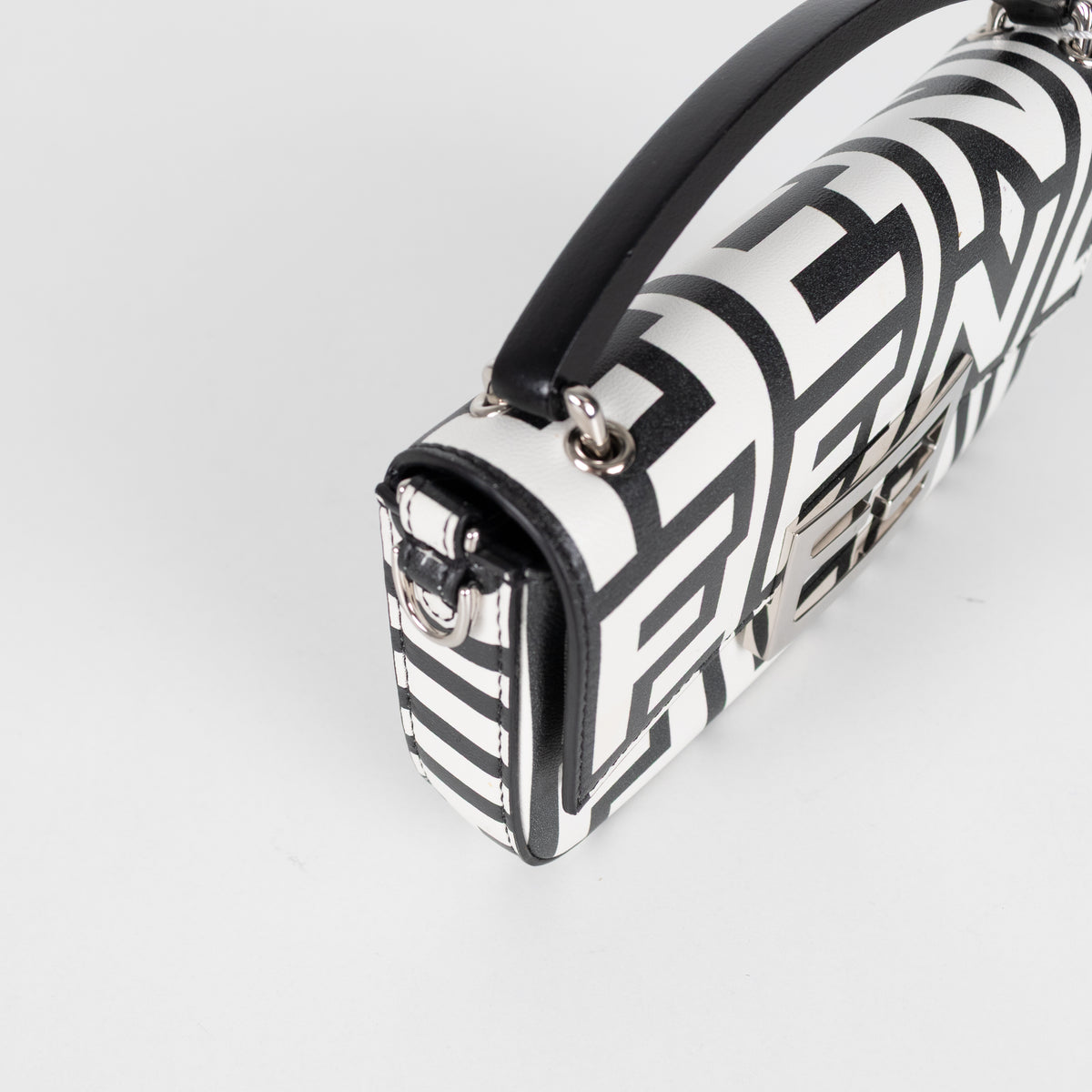 Fendi Marc Jacobs Nappa Vitello King Logo Print Mini Baguette