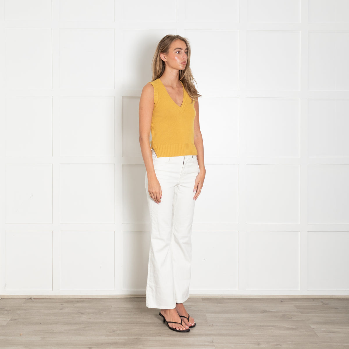 Me + Em Ochre Yellow Cashmere Blend Summer Tank Top