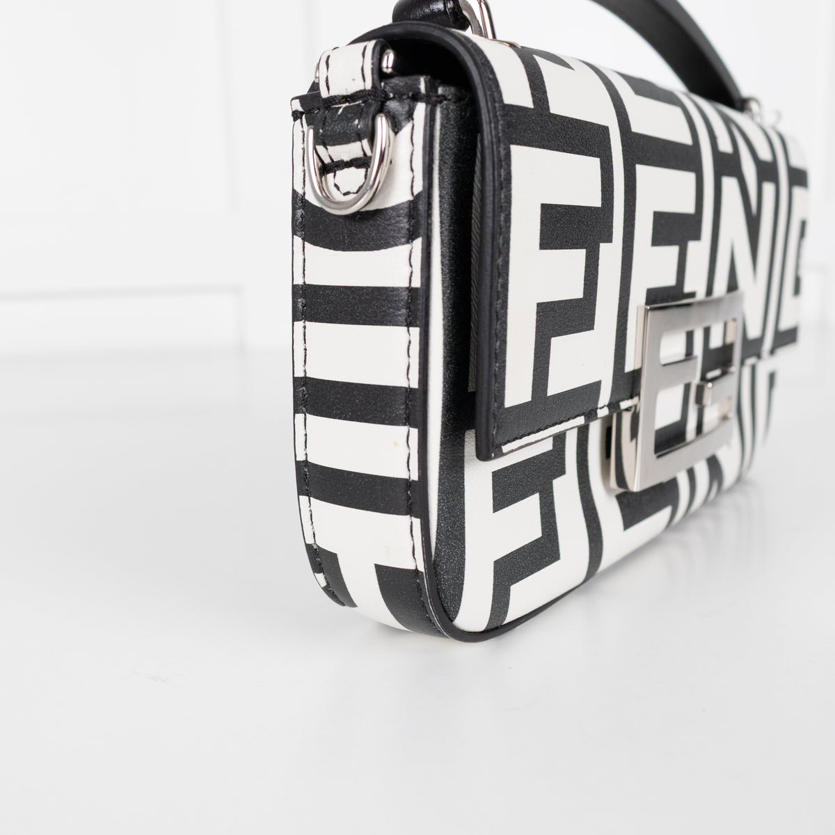 Fendi Marc Jacobs Nappa Vitello King Logo Print Mini Baguette