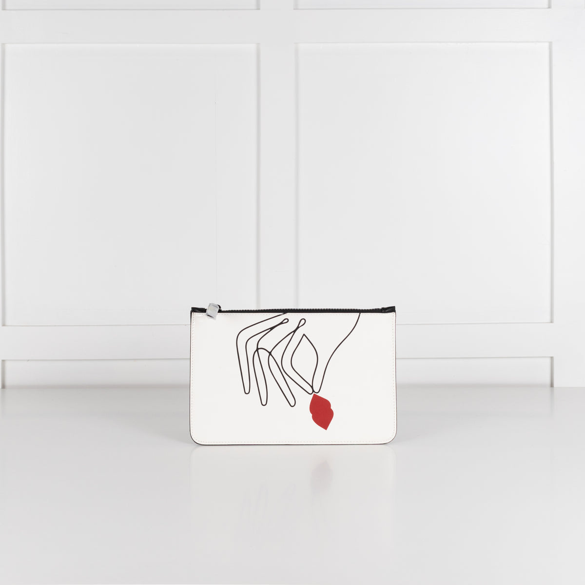 Lulu Guiness White Patent Graphic Clutch