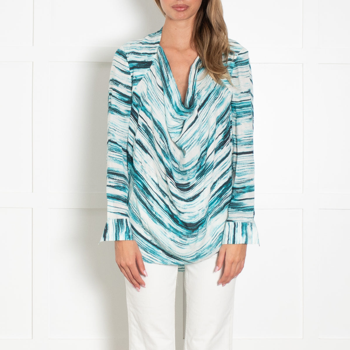 Haute Hippie Cream Blue Open Back Top