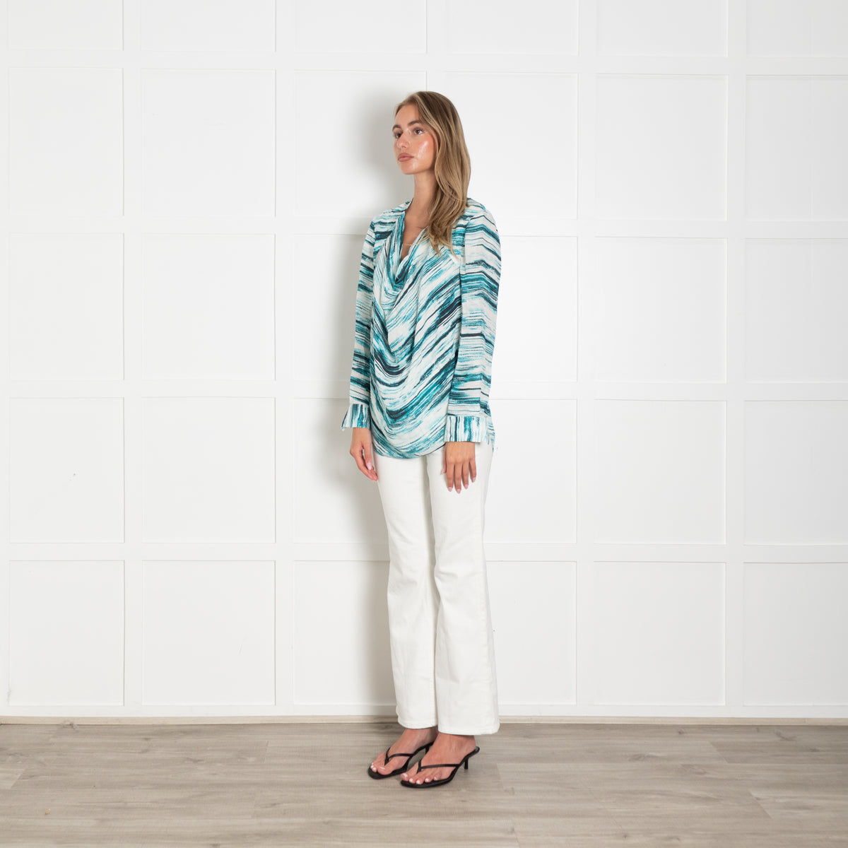 Haute Hippie Cream Blue Open Back Top