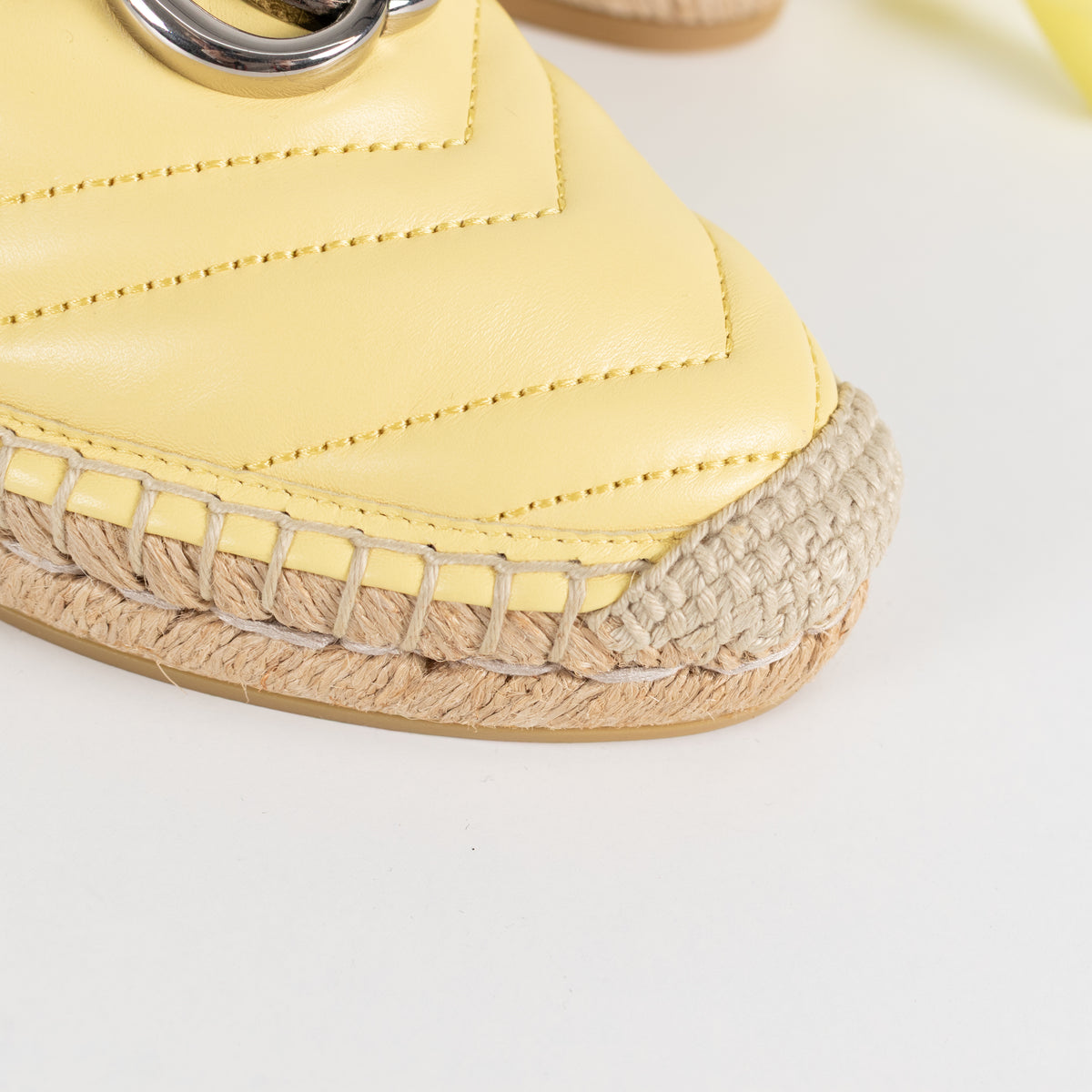 Gucci Yellow Marmont Espadrille With Ankle Ties