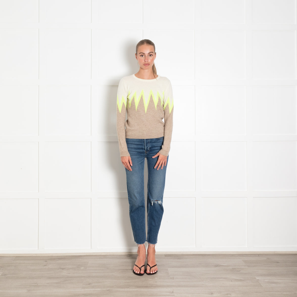 Jumper 1234 Luminous Green ZigZag Stripe Cashmere Jumper