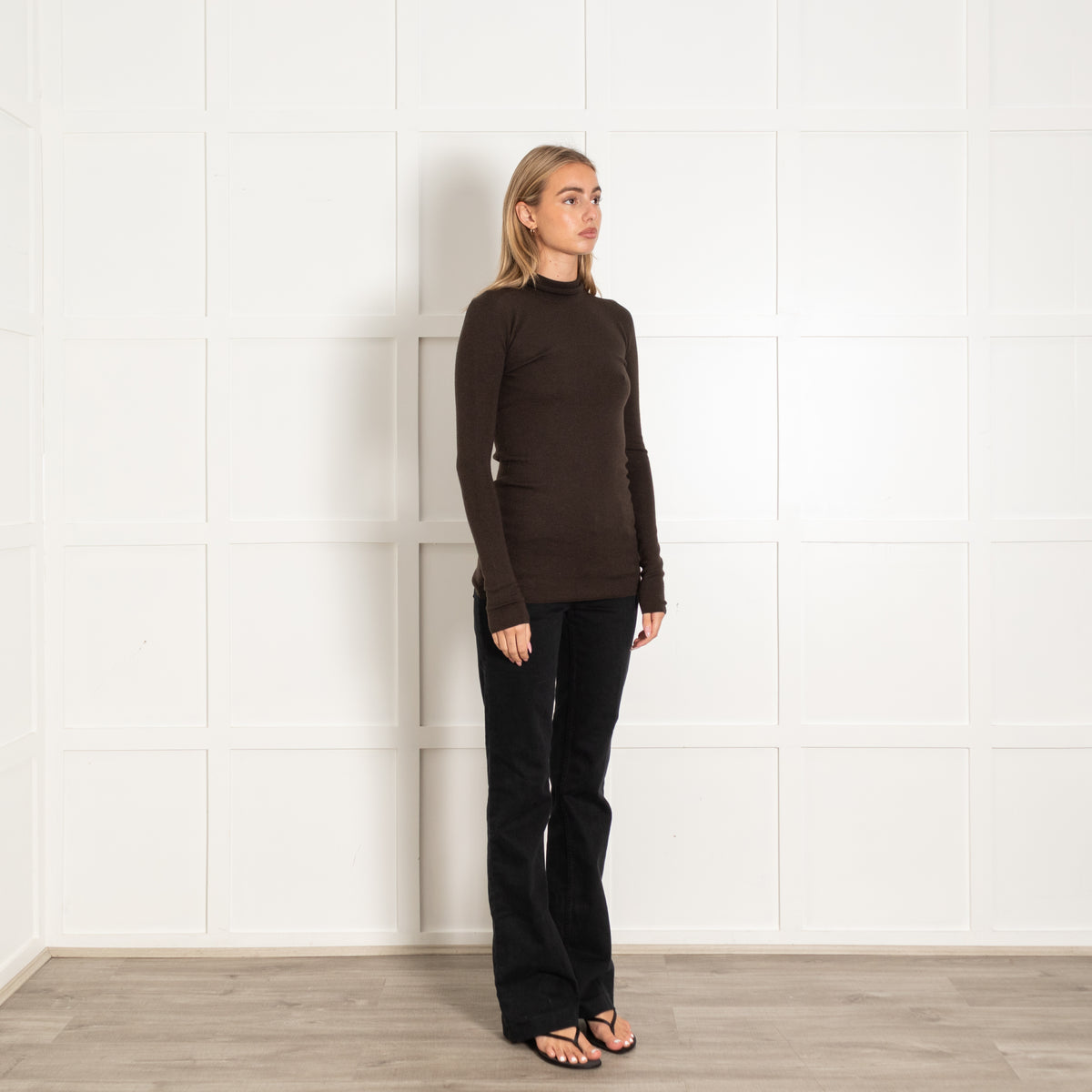 Akris Brown Cashmere Blend High Neck Sweater