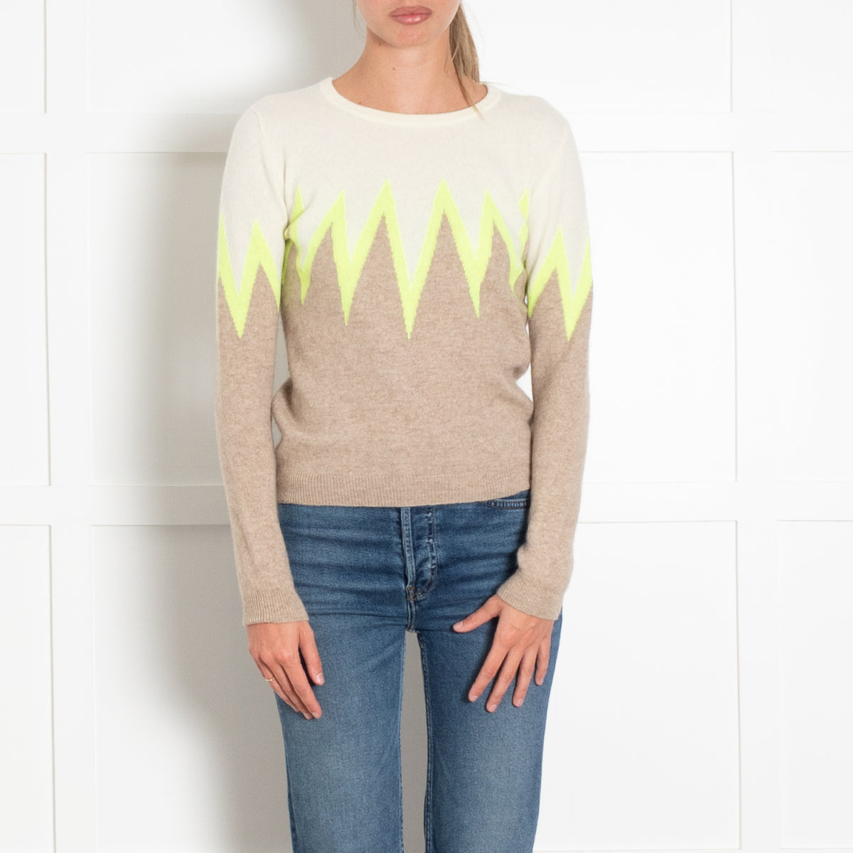 Jumper 1234 Luminous Green ZigZag Stripe Cashmere Jumper