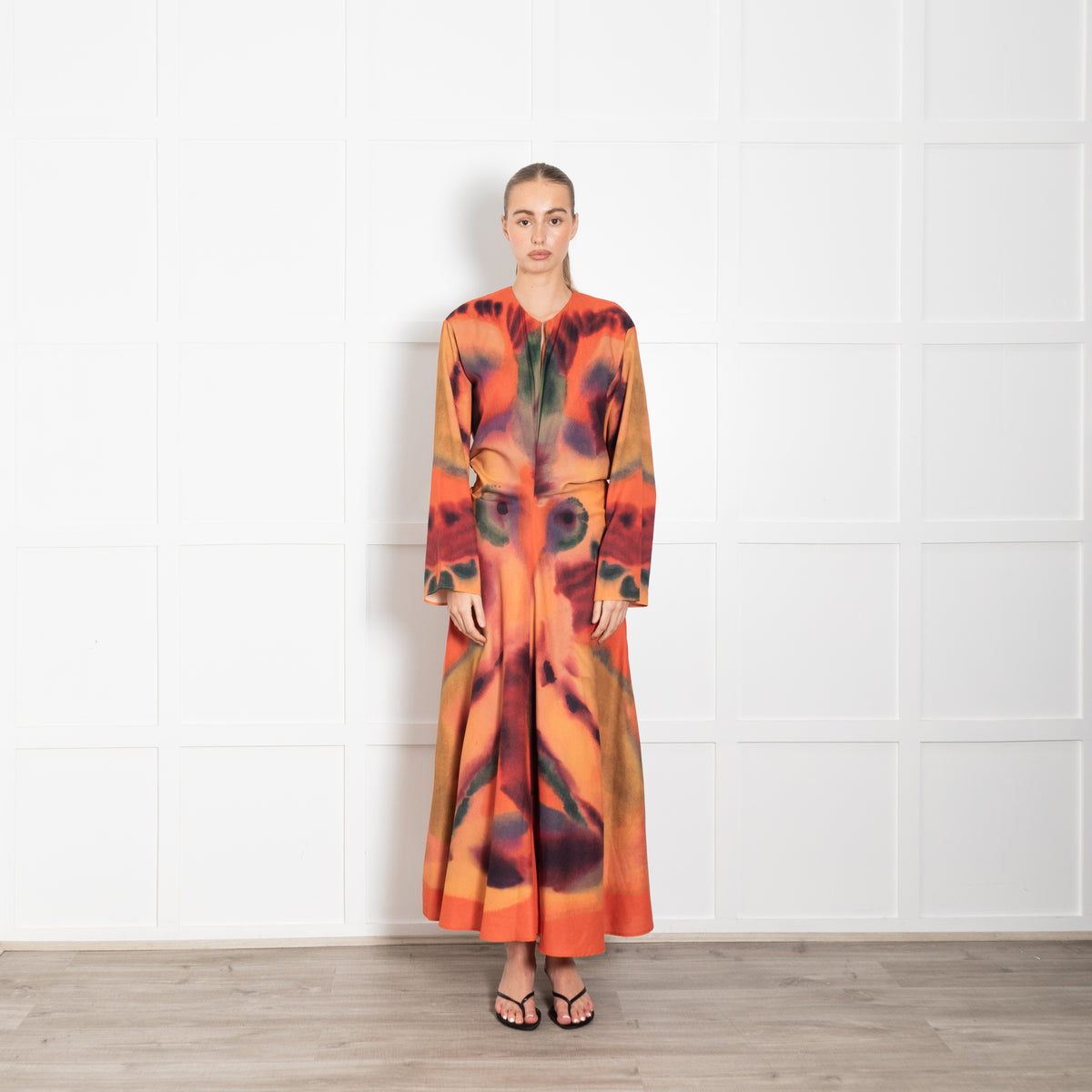 Altuzarra Orange Multicolour Maxi Dress With Long Sleeves