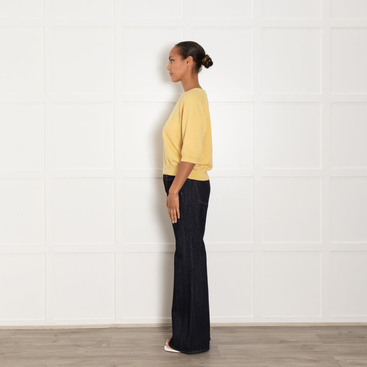 360 Cashmere Yellow Short Sleeve Sweater