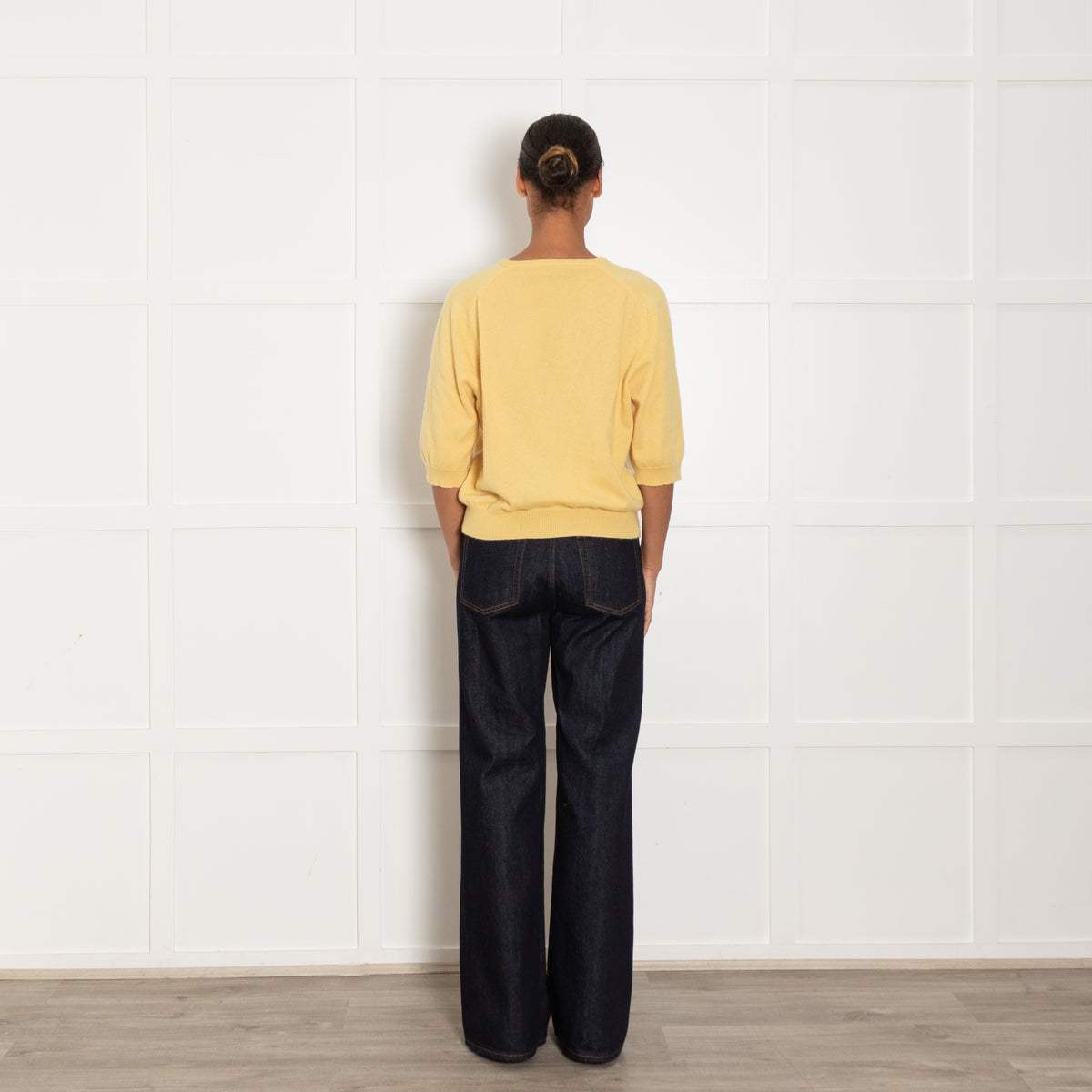 360 Cashmere Yellow Short Sleeve Sweater
