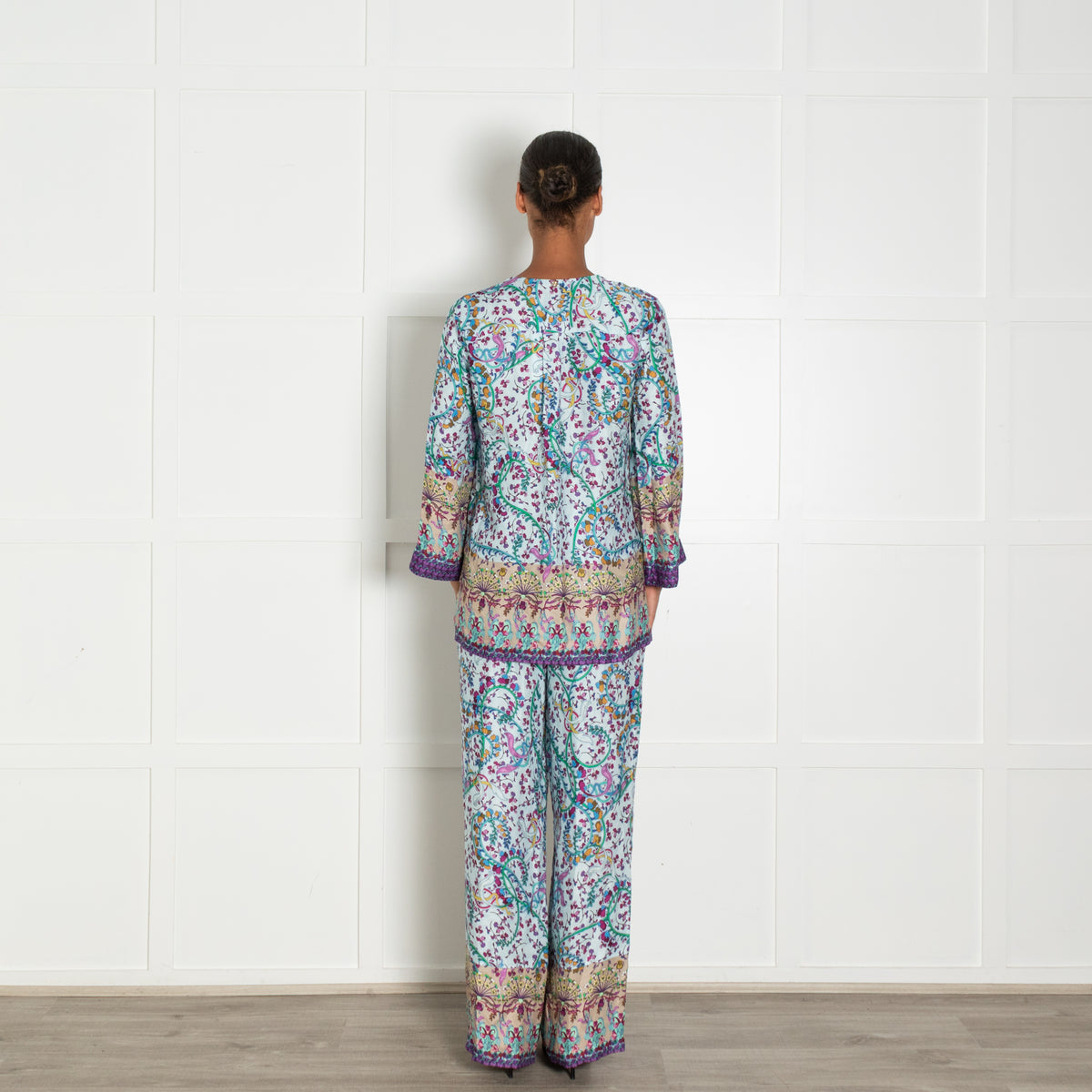 Riani Pale Blue Pink Yellow Floral Trousers