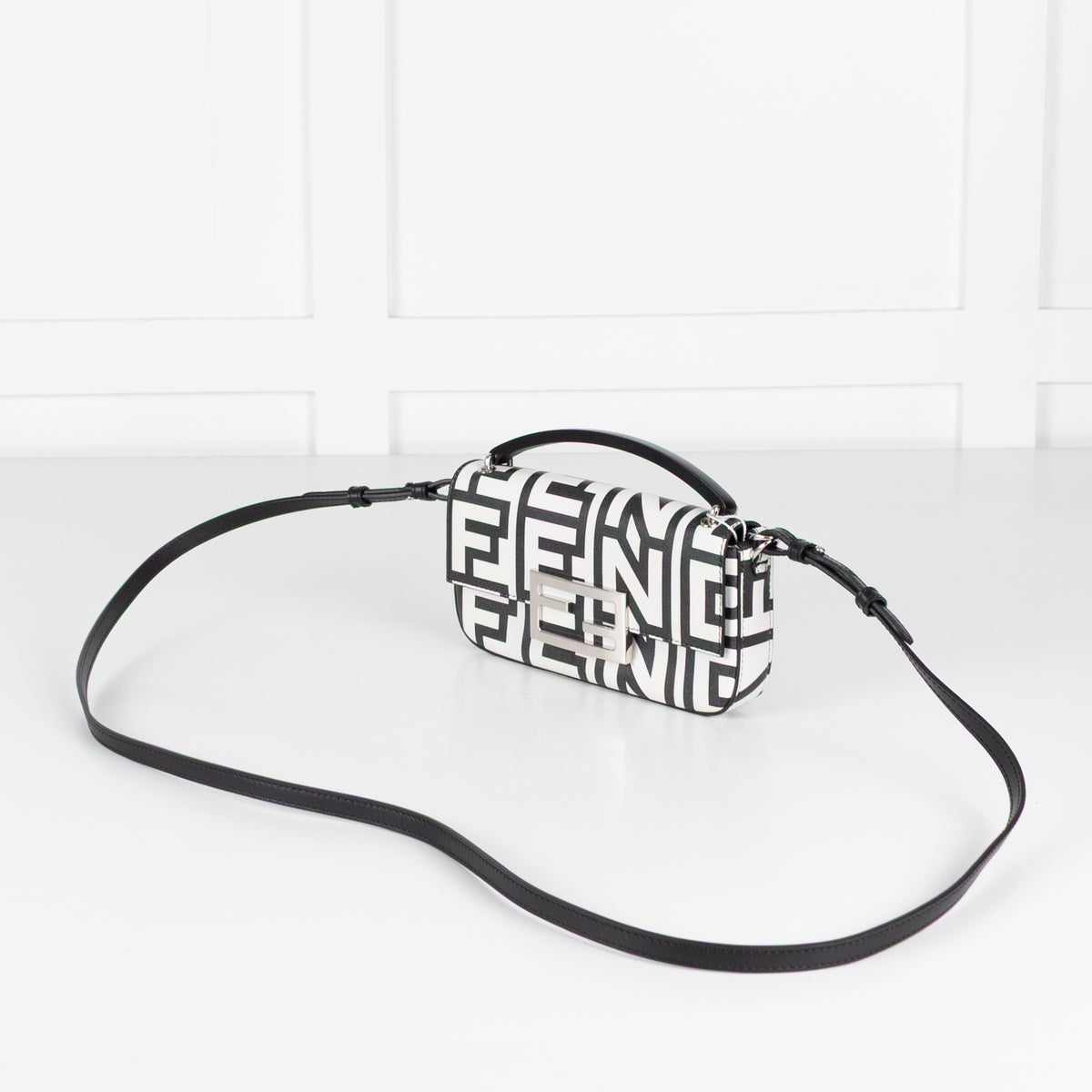 Fendi Marc Jacobs Nappa Vitello King Logo Print Mini Baguette