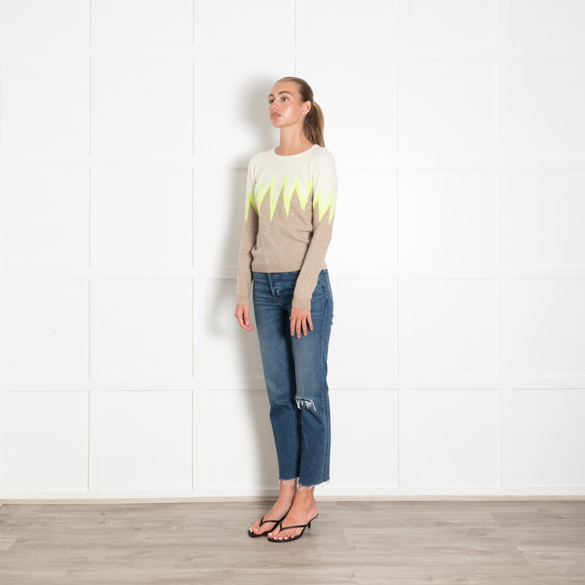 Jumper 1234 Luminous Green ZigZag Stripe Cashmere Jumper