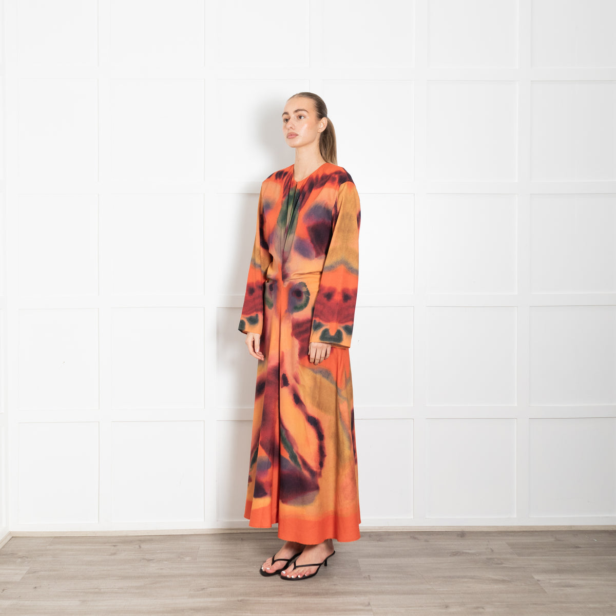Altuzarra Orange Multicolour Maxi Dress With Long Sleeves