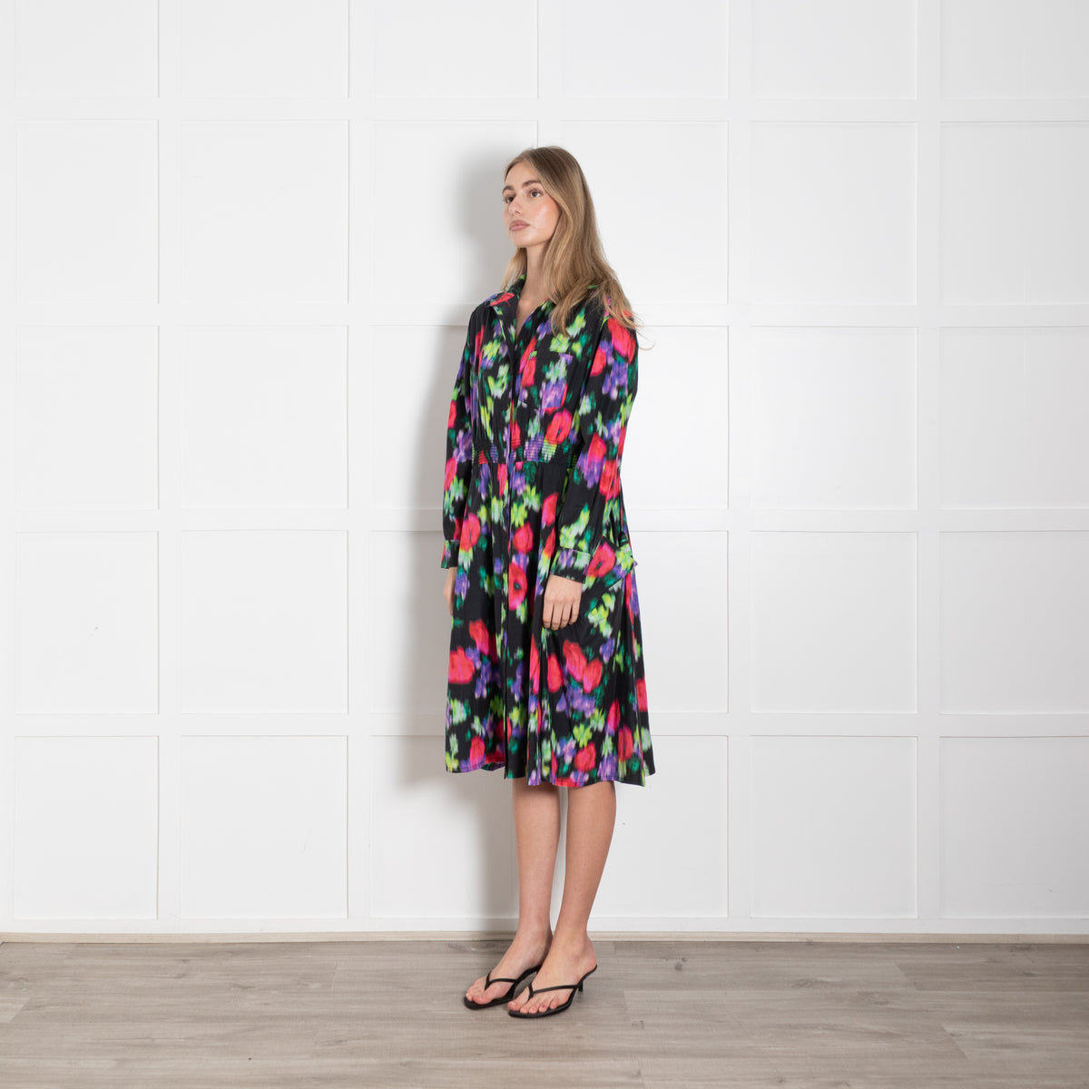 Kenzo Black Multicolour Print Shirt Dress