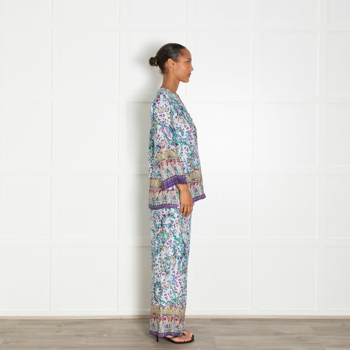 Riani Pale Blue Pink Yellow Floral Trousers