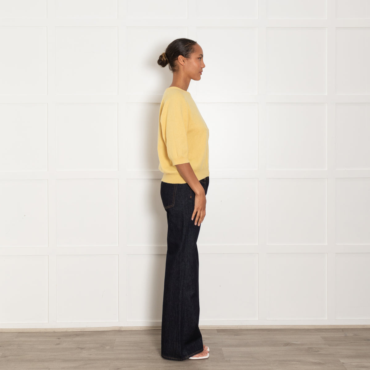360 Cashmere Yellow Short Sleeve Sweater