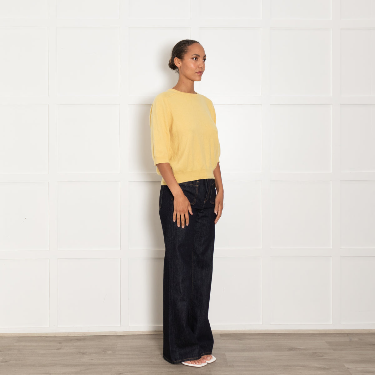 360 Cashmere Yellow Short Sleeve Sweater