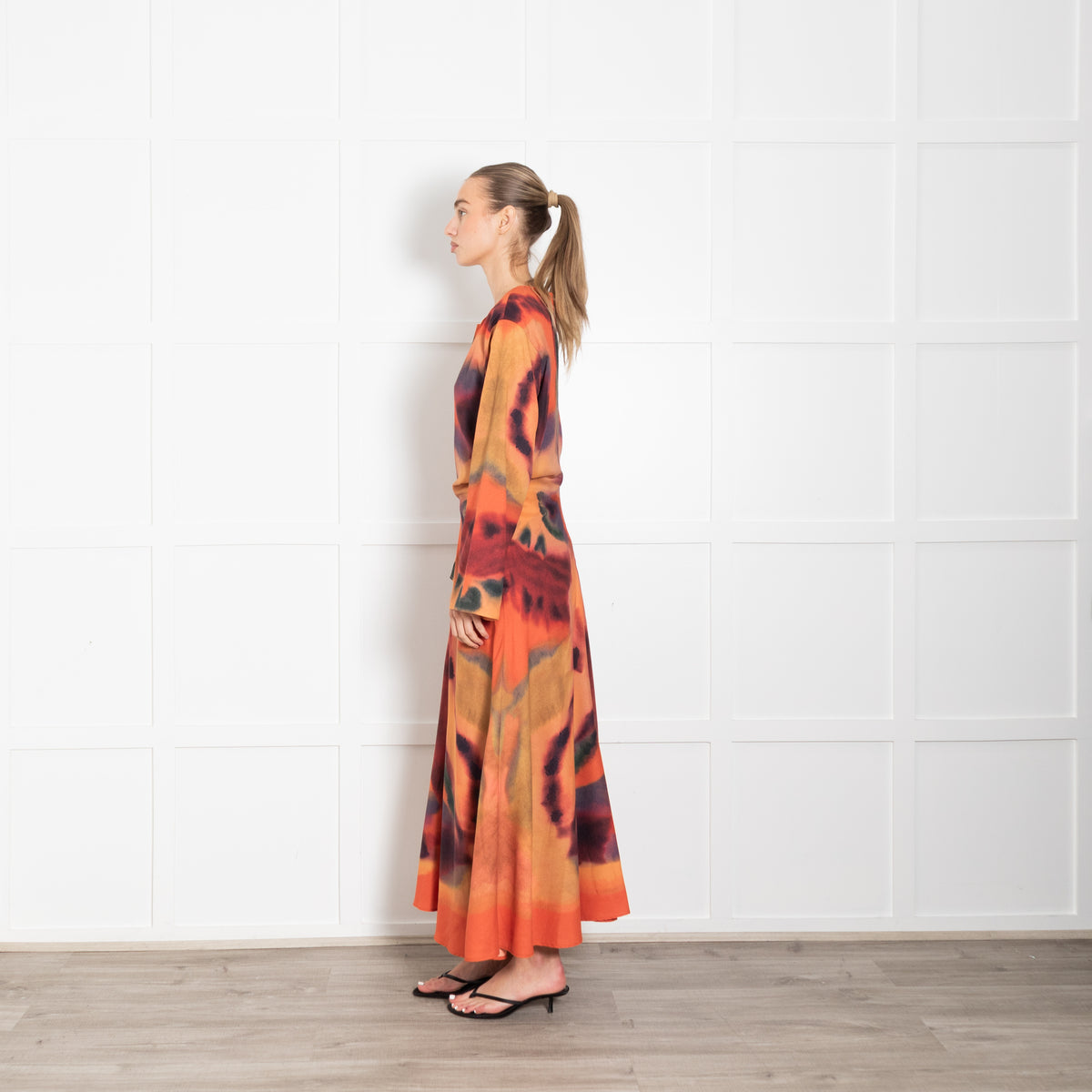 Altuzarra Orange Multicolour Maxi Dress With Long Sleeves